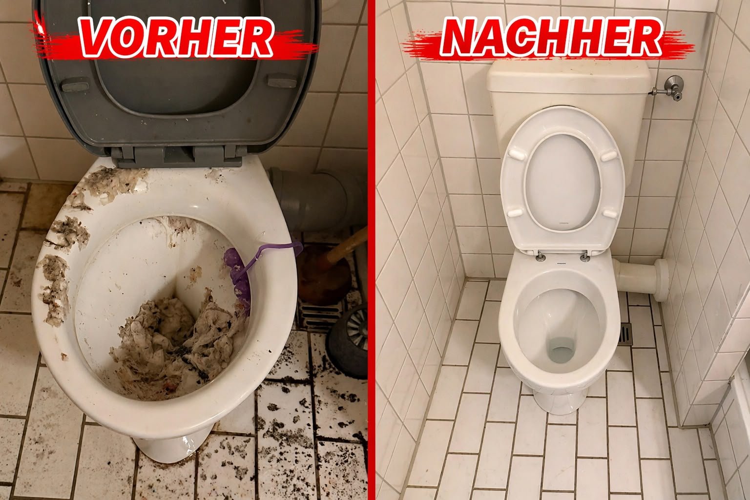 Before and after plumbing job