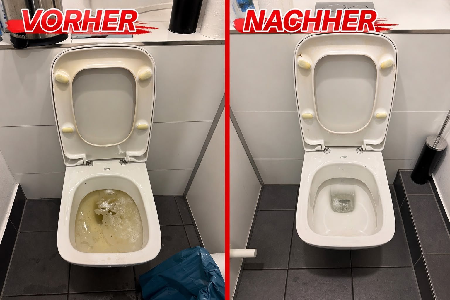 Before and after plumbing job