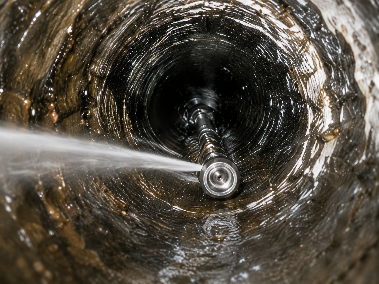 Pipe cleaning technician working on a drain